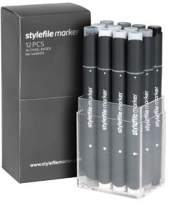 Stylefile Twin Marker "12 Set" Neutral Grey